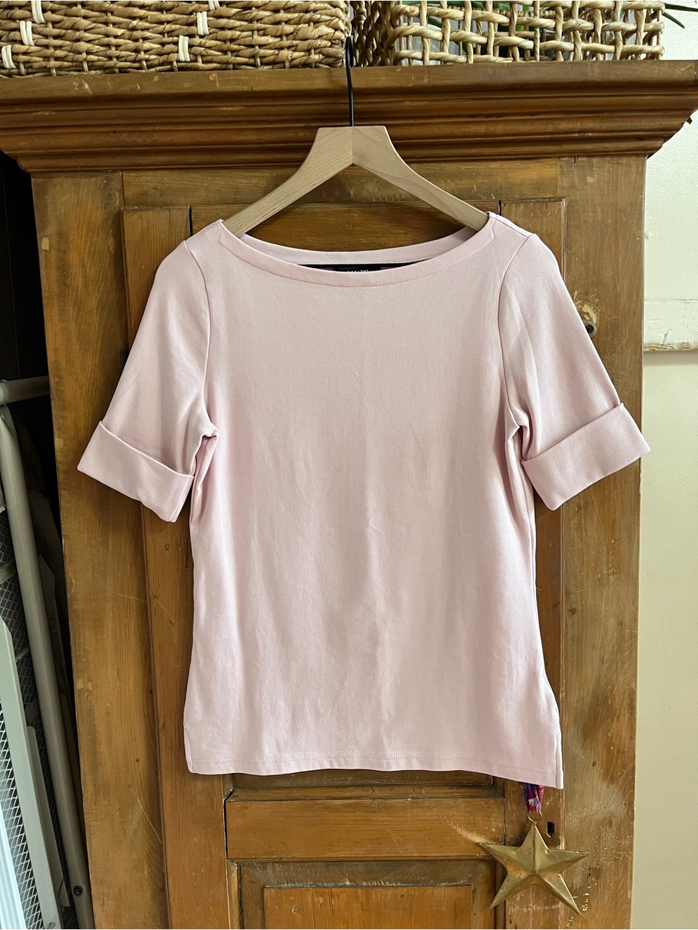 Chaps Light Pink Boatneck Short-Sleeve Top NWOT